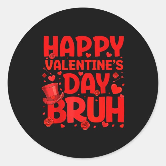 Bruh Valentines Day Teens Boys Kids Heart Valentin Ronde Sticker (Voorkant)