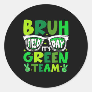 Bruh veld-dag groene team laat de spelen beginnen ronde sticker