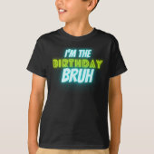 Bruh Verjaardag Jongen Grappig Neon Glow Blauw Gro T-shirt (Voorkant)