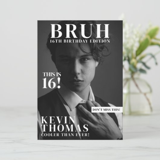 BRUH Verjaardag Party Magazine Hoesje Boy Teenager Kaart (Staand voorkant)