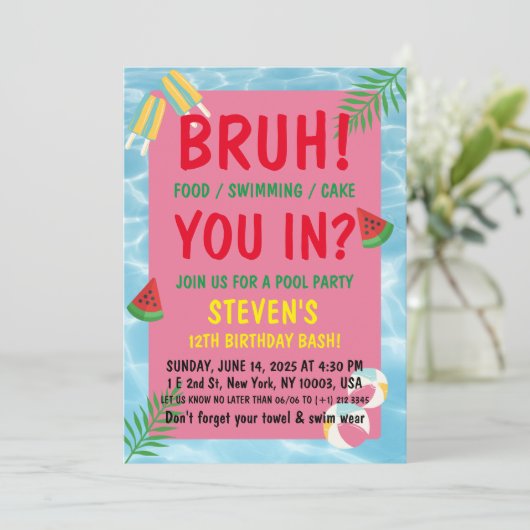 bruh verjaardag Pool bash Kaart (Staand voorkant)