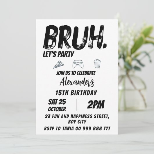 Bruh Verjaardag Tiener Verjaardag, Tiener Jongen F Kaart (Staand voorkant)