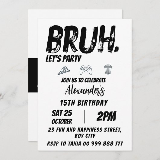 Bruh Verjaardag Tiener Verjaardag, Tiener Jongen F Kaart (Voorkant / Achterkant)