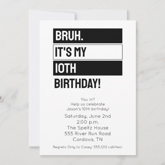 Bruh Verjaardag Uitnodiging (Voorkant)