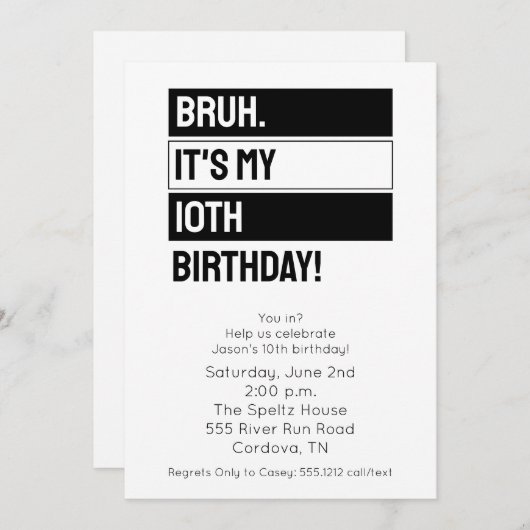 Bruh Verjaardag Uitnodiging (Voorkant / Achterkant)