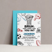 Bruh. Verjaardag uitnodiging, Sport Uitnodiging