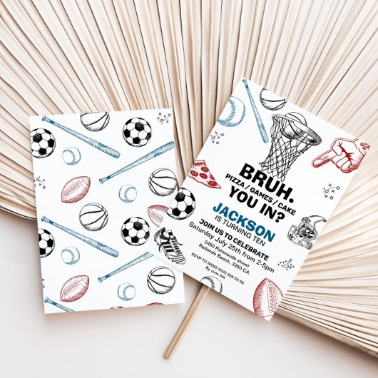 Bruh. Verjaardag uitnodiging, Sport Uitnodiging
