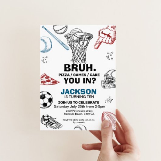 Bruh. Verjaardag uitnodiging, Sport Uitnodiging