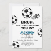 Bruh. Verjaardag Voetbal Uitnodiging - Elke leefti (Voorkant)