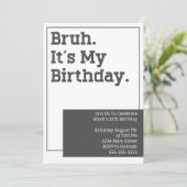 Bruh verjaardagsfeest uitnodiging sjabloon (Staand voorkant)