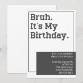 Bruh verjaardagsfeest uitnodiging sjabloon (Voorkant / Achterkant)