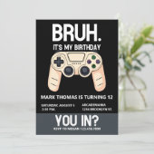 BRUH Verjaardagsfeestje Arcade Gamer Tiener Jongen Kaart (Staand voorkant)