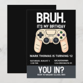 BRUH Verjaardagsfeestje Arcade Gamer Tiener Jongen Kaart (Voorkant / Achterkant)