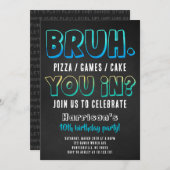 Bruh Verjaardagsfeestje Jongen Uitnodiging (Voorkant / Achterkant)