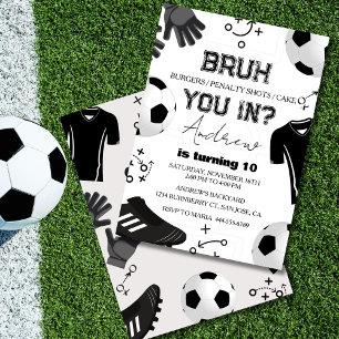 Bruh Voetbal Verjaardag Uitnodiging voor Kinderen