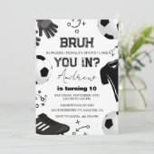 Bruh Voetbal Verjaardag Uitnodiging voor Kinderen (Staand voorkant)