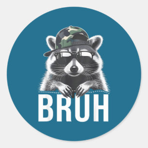 Bruh Wasbeer Afval Wasbeer Camouflage Hoed Jeugd T Ronde Sticker