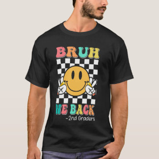Bruh We Back 2e klassers Groovy Smile Face Terug n T-shirt