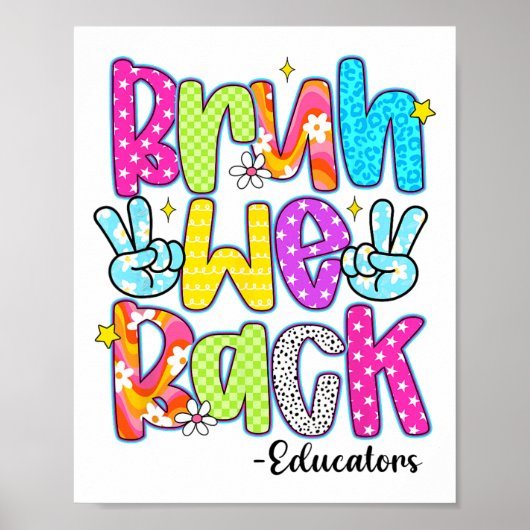 Bruh We Back Educators Leopard Back To School Poster (Voorkant)