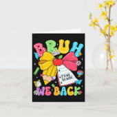 Bruh We Back First Grade Pencil Bow Back To School Kaart (Gele Bloem)