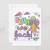 Bruh We Back Funny Terug naar de kleuterschool Uitnodiging Briefkaart (Voorkant / Achterkant)