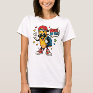 Bruh We Back Potlood Mascotte Terug naar School Le T-shirt