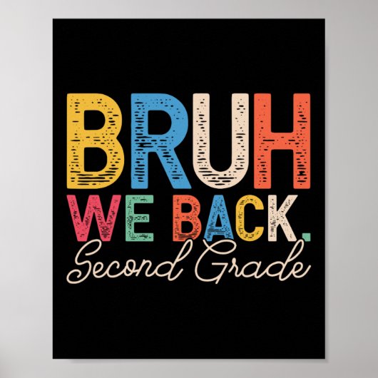Bruh We Back Second Grade Retro Funny Back To Scho Poster (Voorkant)