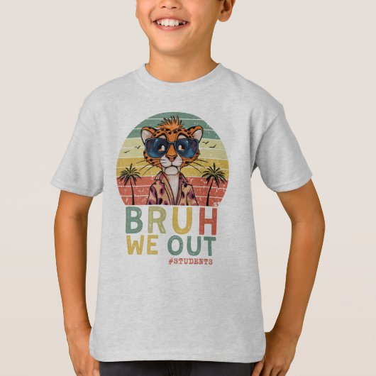Bruh We Out, Funny Cheetah Laatste schooldag T-shirt (Voorkant)