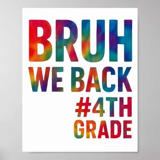 Bruh we terug 4e klas eerste dag van school gloeie poster (Voorkant)