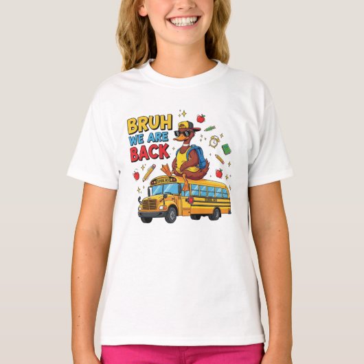 Bruh We Zijn Terug Grappige Eend Terug naar School T-shirt (Voorkant)