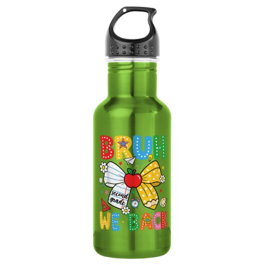 Bruh We Zijn Terug Tweede 2e Klas Terug naar Schoo Waterfles (Voorkant)