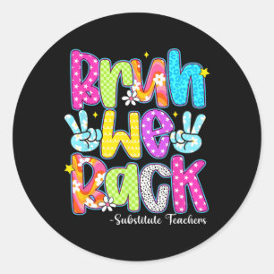 Bruh We Zijn Terug Vervangende Docenten Geruit Ter Ronde Sticker