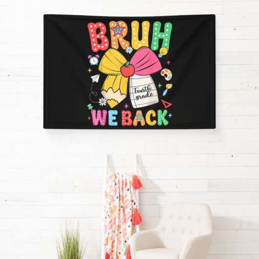 Bruh We Zijn Weer Achter 4e Klas Terug naar School Spandoek (Insitu)