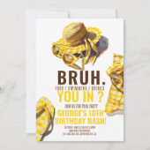 BRUH YELLOW Pool Party Boy Verjaardag Uitnodiging (Voorkant)