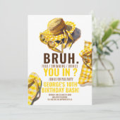 BRUH YELLOW Pool Party Boy Verjaardag Uitnodiging (Staand voorkant)