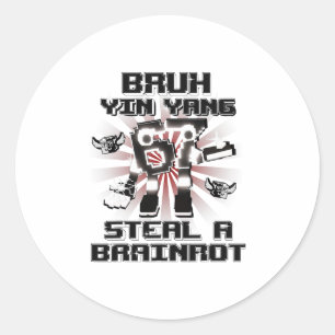 Bruh Yin Yang 67 Zes Zeven 6-7 Grappige Brainrot V Ronde Sticker