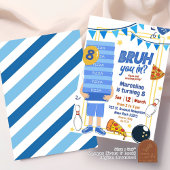 Bruh You in Blue Pizza en Bowling Verjaardagsfeest Kaart