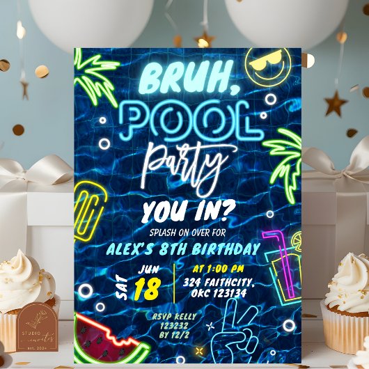 Bruh You In Pool Party Splash Zomerverjaardag Kaart