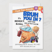 Bruh You In? Sleep Over Boy Birthday Party Kaart (Voorkant)