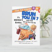 Bruh You In? Sleep Over Boy Birthday Party Kaart (Staand voorkant)