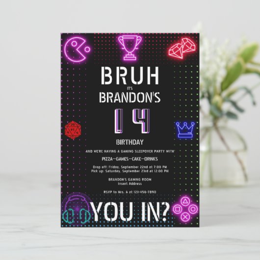 BRUH YOU IN Tiener Jongen Verjaardag Videogame Sle Kaart (Staand voorkant)
