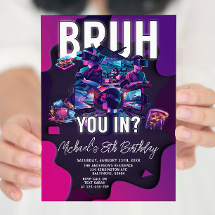 Bruh You In Videogame Neon Gamer Verjaardagsfeest Kaart
