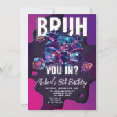 Bruh You In Videogame Neon Gamer Verjaardagsfeest Kaart (Voorkant)