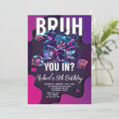 Bruh You In Videogame Neon Gamer Verjaardagsfeest Kaart (Staand voorkant)