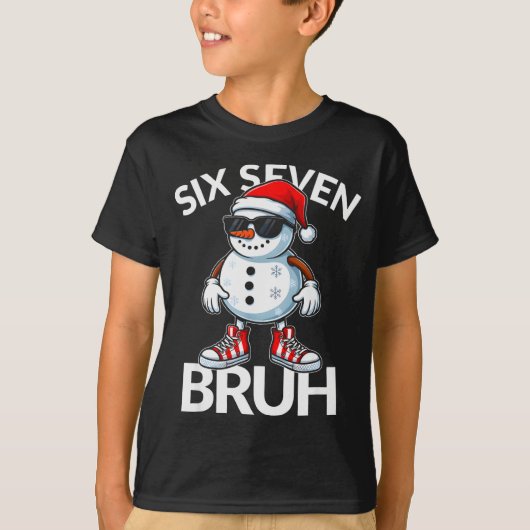 Bruh Zes Zeven 6 7 Meme Kerst Kerstmis Funny Mense T-shirt (Voorkant)