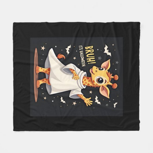 Bruh zijn Halloween Funny Dabbing Ghost Giraffe Lo Fleece Deken (Voorkant (Horizontaal))