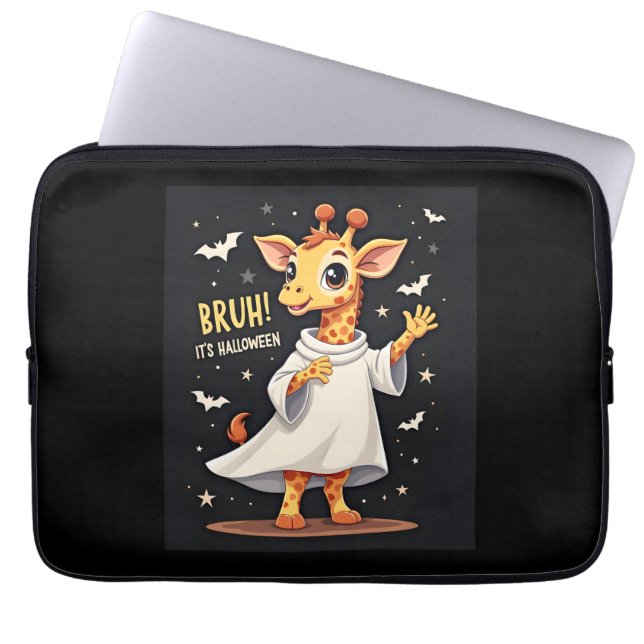 Bruh zijn Halloween Funny Dabbing Ghost Giraffe Lo Laptop Sleeve (Voorkant)