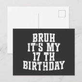 Bruh zijn mijn 17e verjaardag 17 jaar oud verjaard feestdagenkaart (Voorkant / Achterkant)
