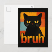 Bruh Zwarte Kat Grappig Retro Vintage Meme Briefkaart (Voorkant / Achterkant)