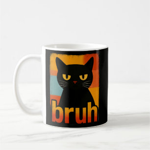 Bruh Zwarte Kat Grappig Retro Vintage Meme Koffiemok